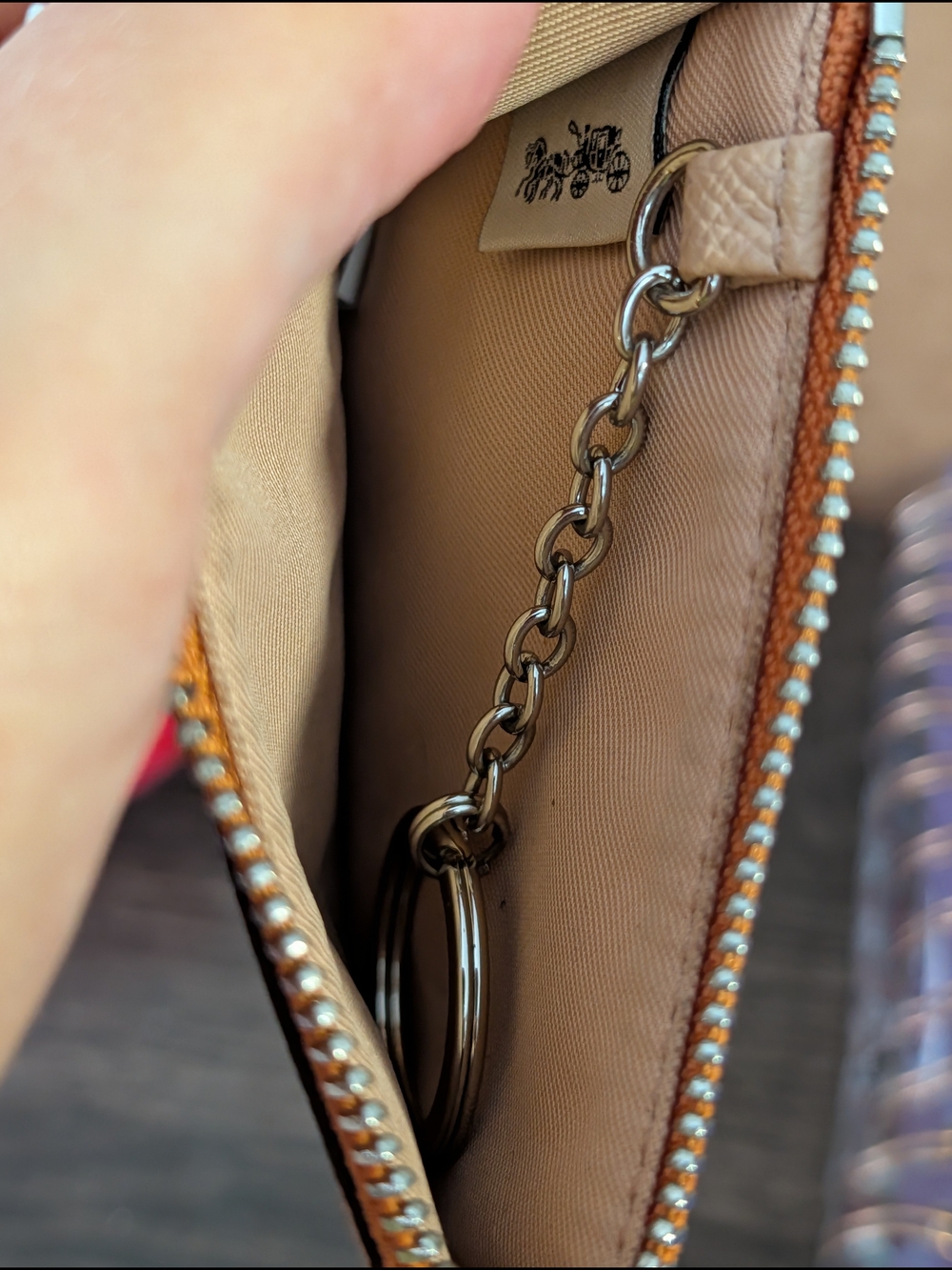 Coach F21082 Mini Skinny ID Card Case Zip Keychain in Metallic Orange - Picture 6 of 13